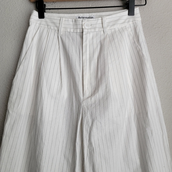 Reformation Oren Pant in White Stripe size 0 NWT - Picture 6 of 11